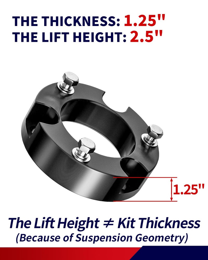 FLYCLE 2.5 inch Leveling Kits for 2005-2023 Tacoma, 2003-2023 4Runner, 2007-2015 FJ Curiser, Front Strut Spacers 2.5'' Lift Kit Compatible with Tacoma 4Runner FJ Curiser - Image 2